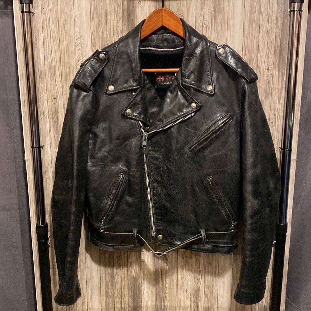 MADE IN USA! Vtg 80’s Dur O Jac by Schott NYC Sz46 Mens Distressed Leather! Rad!